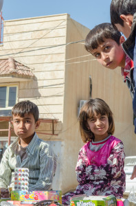 Children in a Yezidi camp.