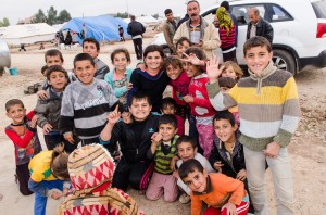 Yezidi children in an internally displaced person (IDP) camp in Sharya, Iraq.