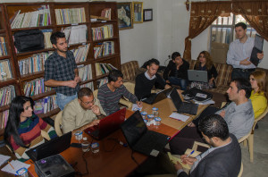 Miki Takacs (far right, standing) teaching at the Lalish Center, Sharya Branch.